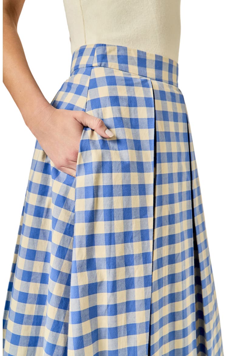 Checked Cotton Maxi Skirt, Alternate, color, BLUE PLAID MULTI