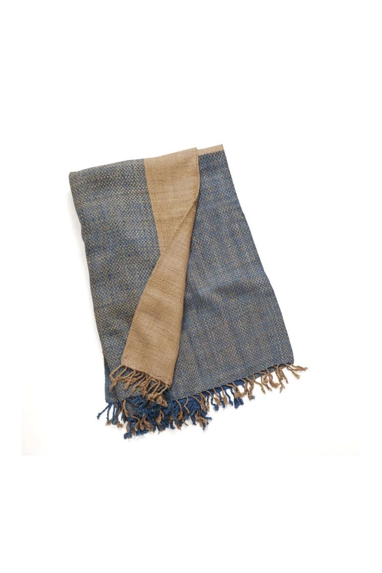 Block Handwoven Silk Throw, Alternate, color, Indigo