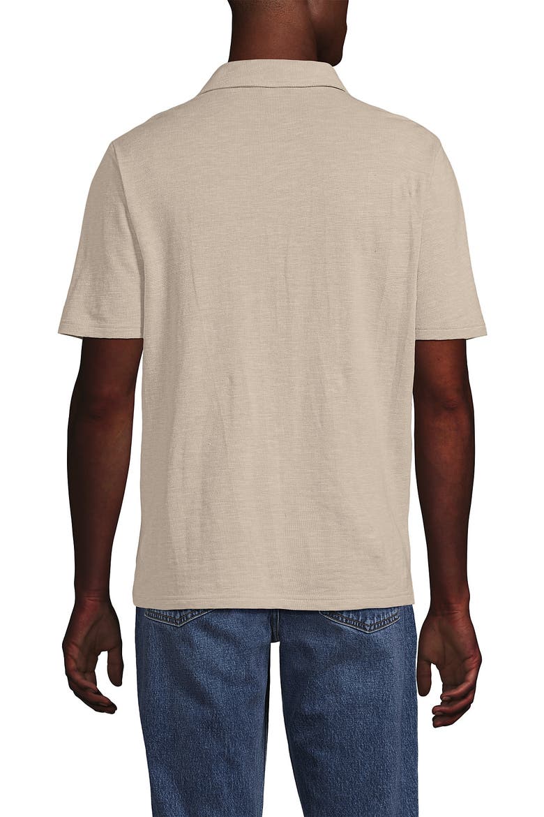 Short Sleeve Cotton Linen Polo, Alternate, color, Khaki Sand Heather
