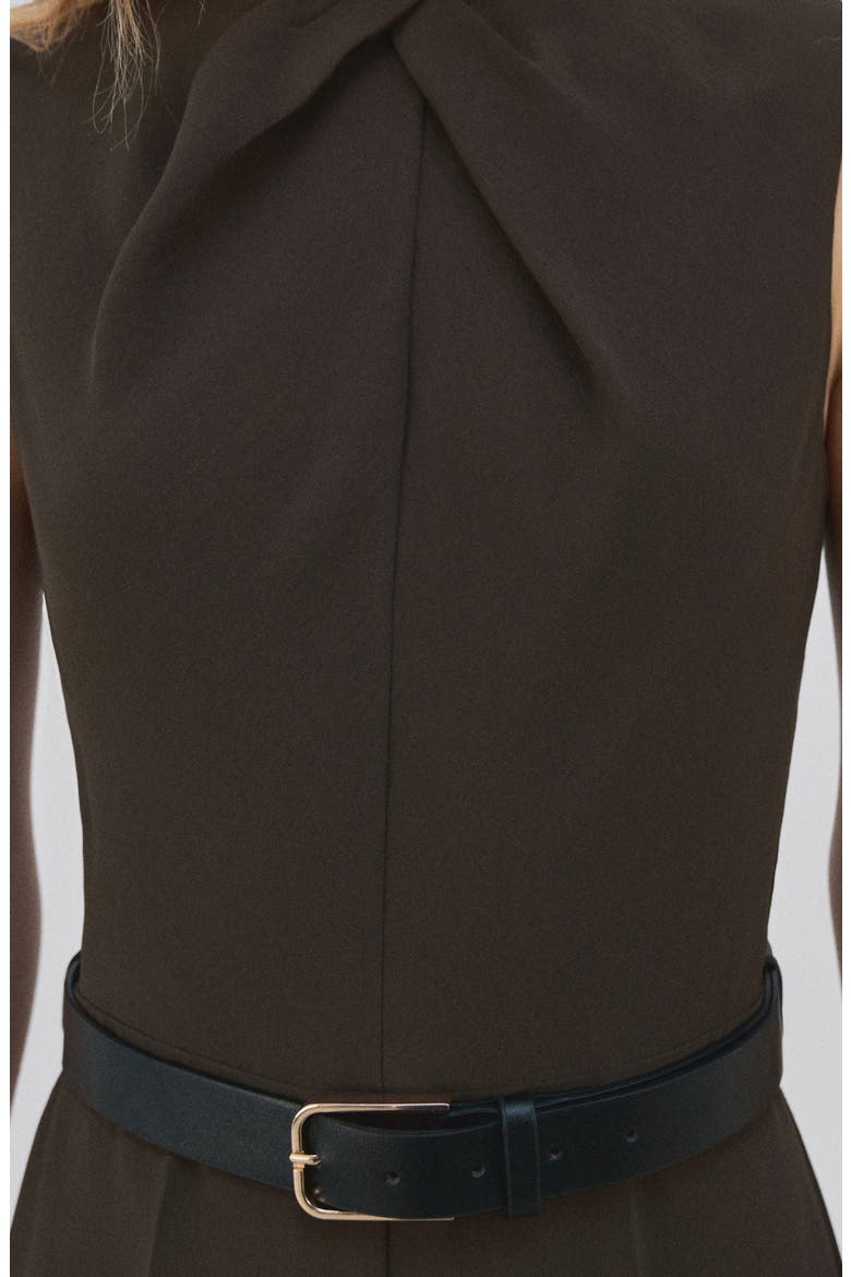Draped Detail Belted Wide Leg Jumpsuit, Alternate, color, BROWN