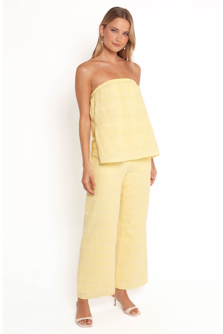 Michele Eyelet Strapless Cotton Jumpsuit, Alternate, color, BUTTER YELLOW