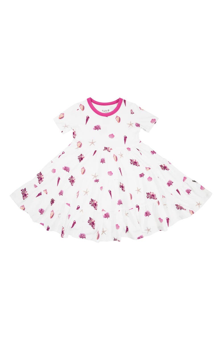 Kyte BABY Kids' Raspberry Shell Stretch Tiered Dress, Main, color, 
