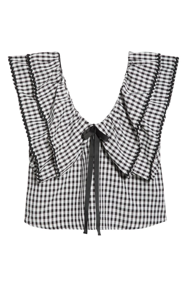 SUGARLIPS Dovery Gingham Ruffle Top, Main, color, Black-White