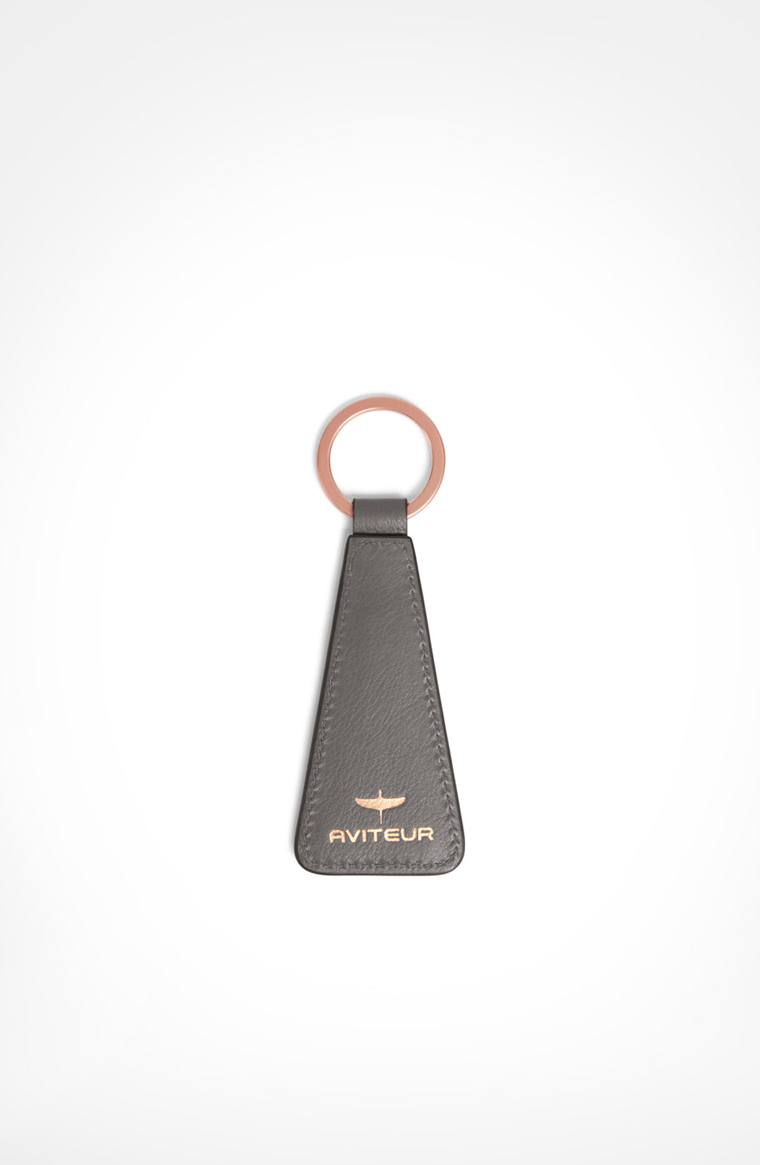 Paglia di Vienna Weave Calfskin Keyring, Alternate, color, Elephant Grey