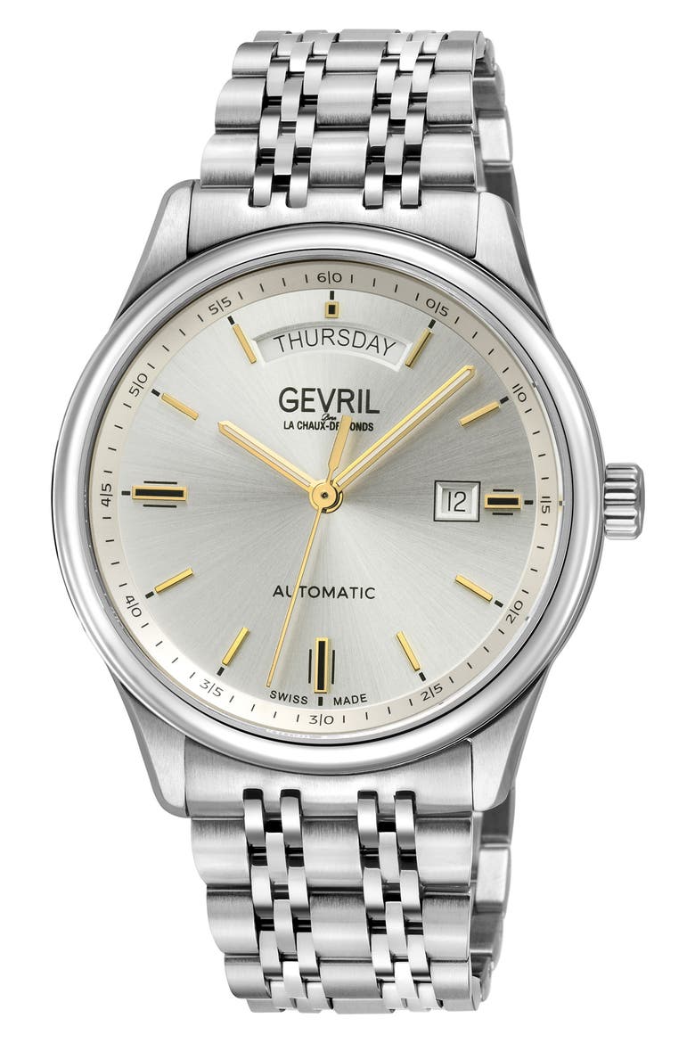 Excelsior Automatic Bracelet Watch, 42mm, Main, color, SILVER