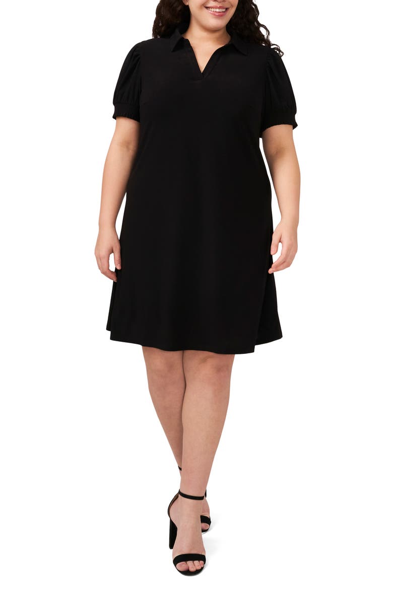 Knit Polo Dress, Main, color, RICH BLACK