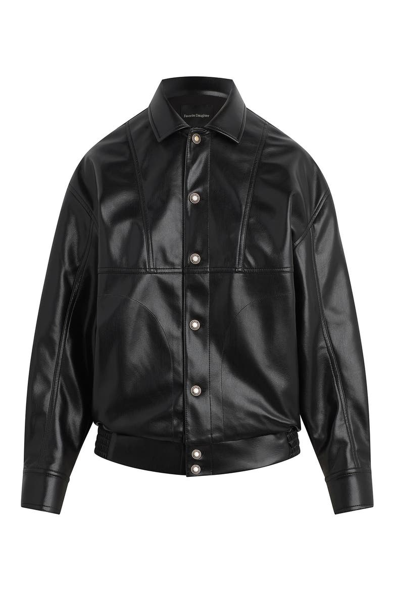 The Beacon Faux Leather Jacket, Alternate, color, RAVEN