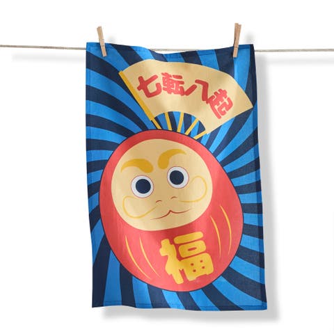 Daruma Doll Multi Cotton Dishtowel 26 x 18 in Everyday