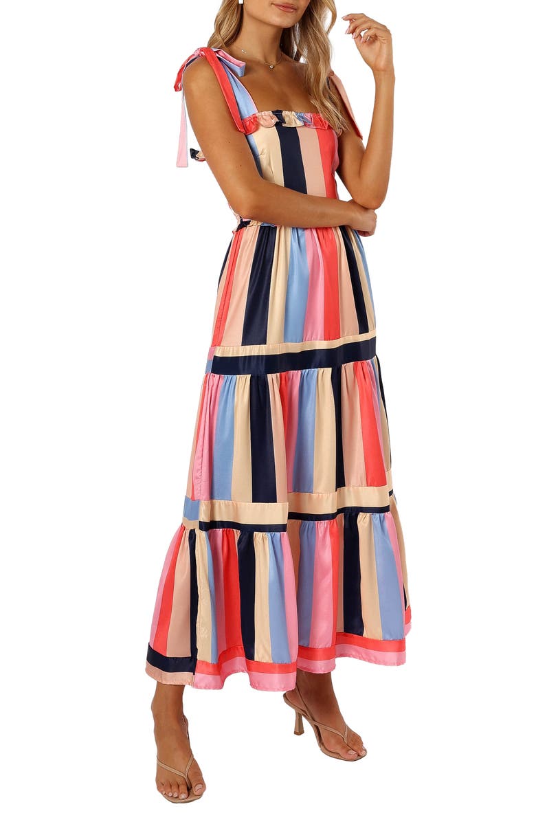 Petal & Pup Cobella Pritn Tie Strap Satin Maxi Dress, Alternate, color,