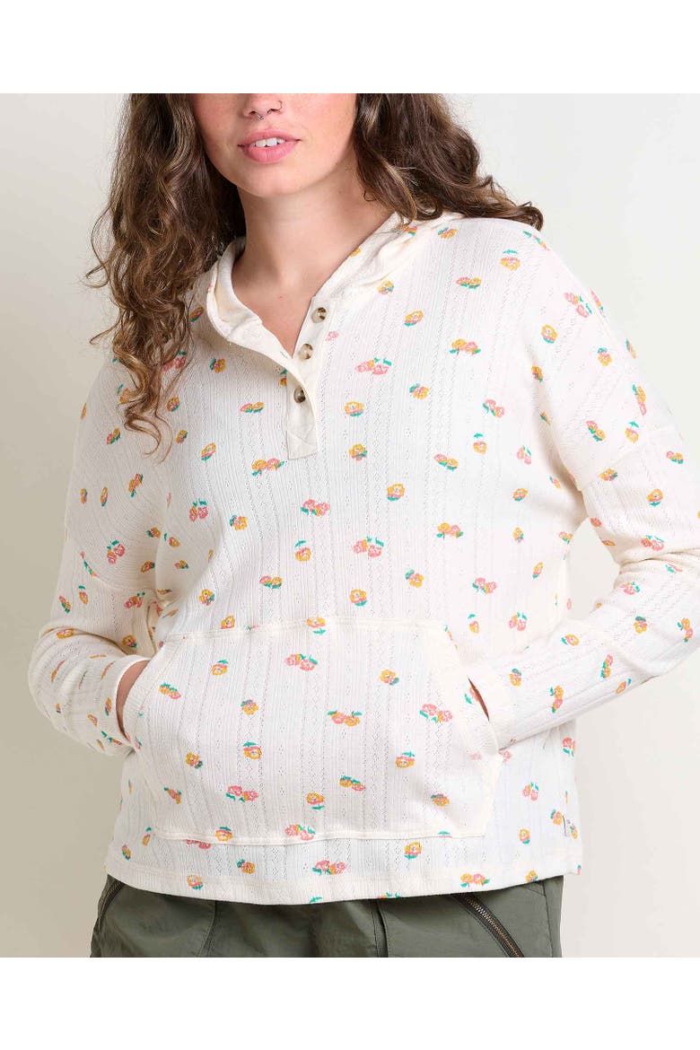 Foothill Pointelle Long Sleeve Hoodie, Alternate, color, Salt Nasturtium Print