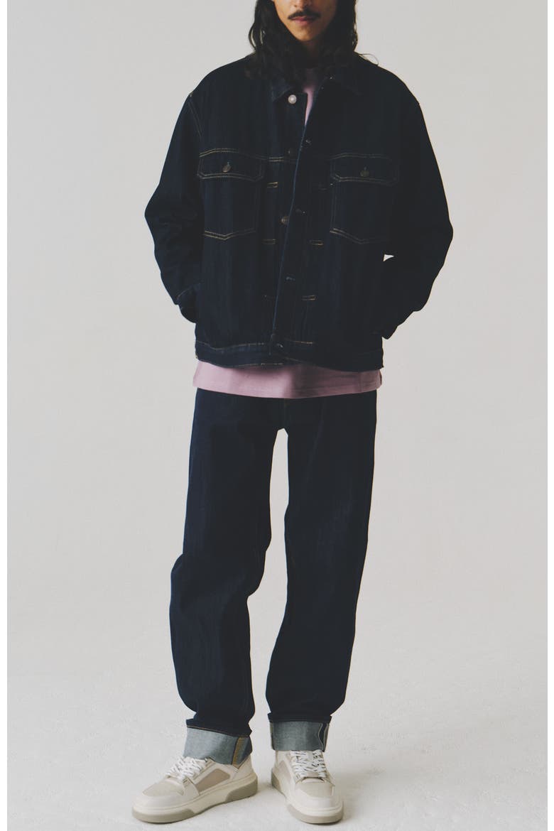 Oversize Cotton Dark Jeans Jacket, Alternate, color, Dark Blue