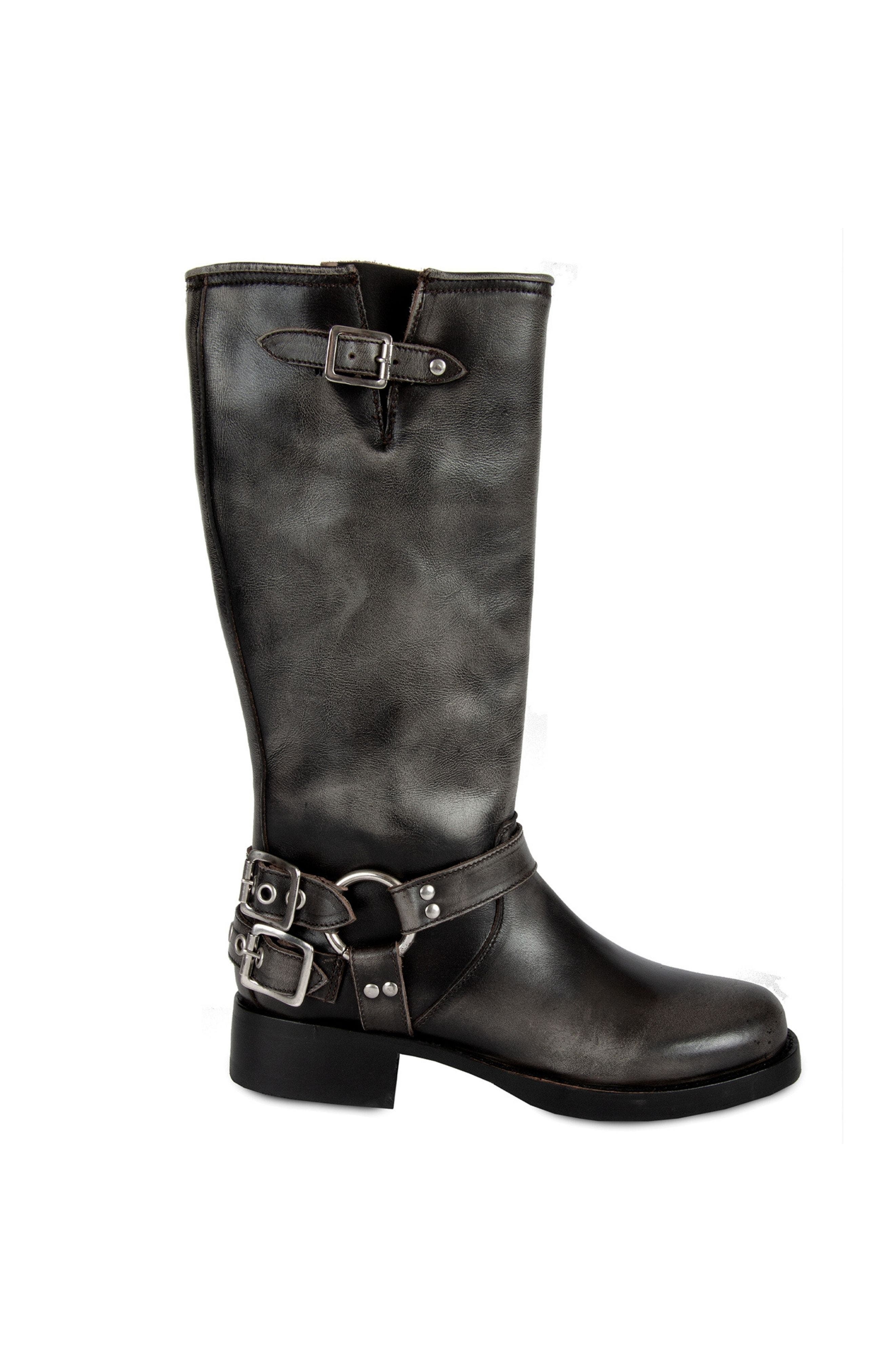 Tall Biker Distressed Boots, Alternate, color, Grey