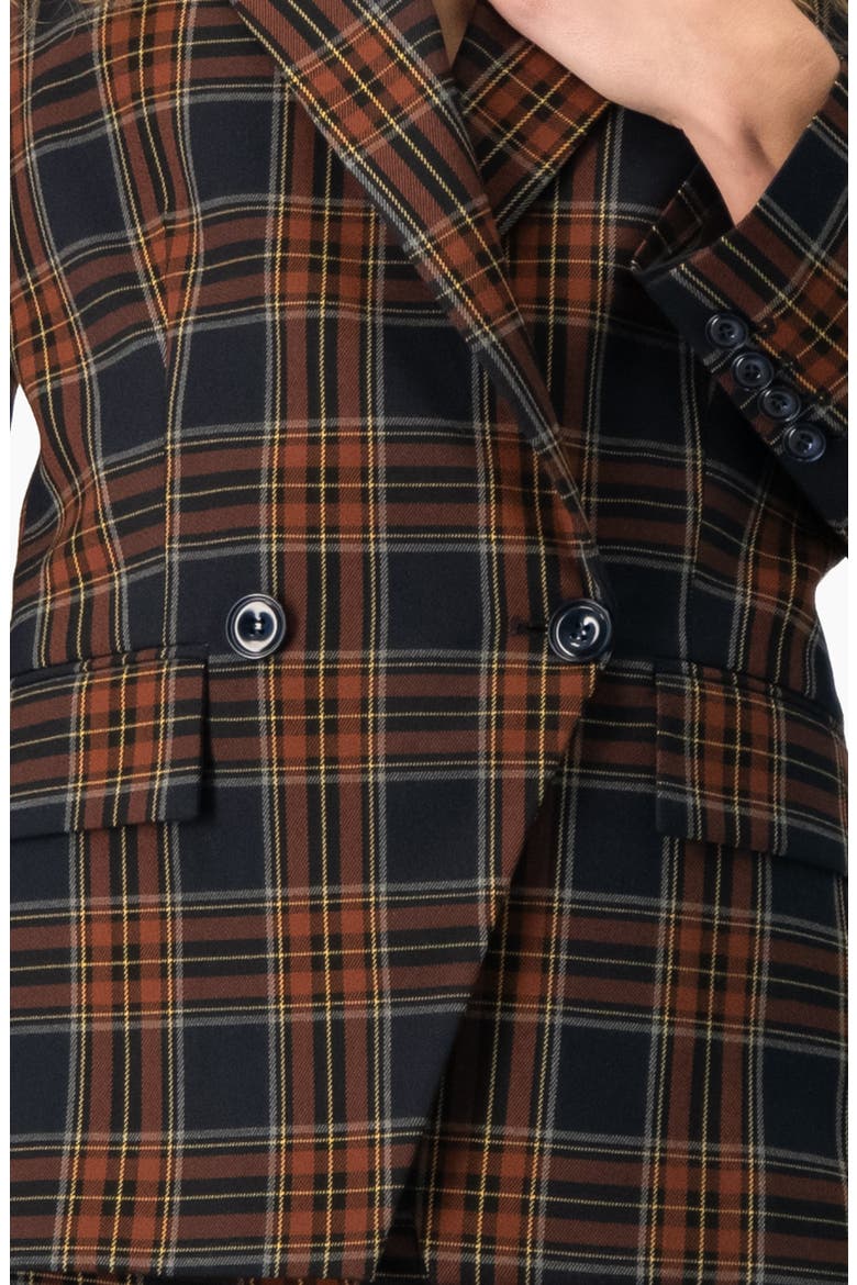 Plaid Geometric Double-Breasted Blazer, Alternate, color, Navy Blue