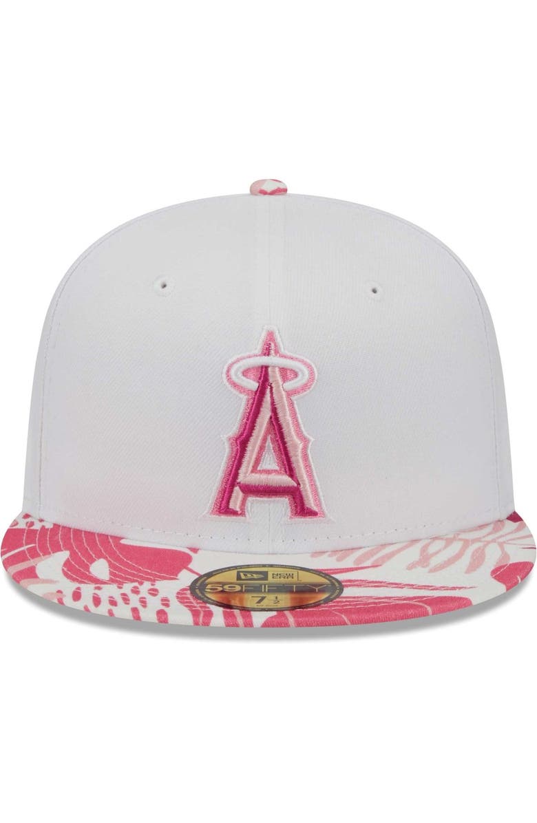 New Era Men's New Era White/Pink Los Angeles Angels Flamingo 59FIFTY Fitted Hat, Alternate, color,