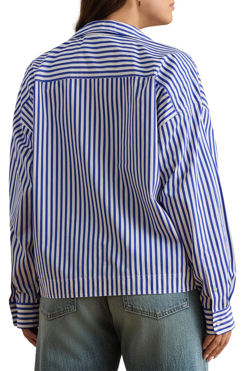 Lauren Ralph Lauren Stachee Stripe Cotton Shirt, Alternate, color, Blue/ White Multi