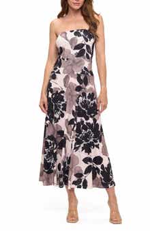 O.L. Printed Strapless Maxi Dress