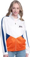 G-III SPORTS BY CARL BANKS Women's G-III Sports by Carl Banks White/Royal New York Mets Rally Rhinestone Raglan Full-Zip Track Jacket