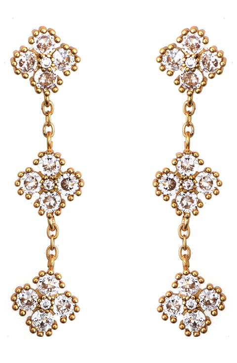 CZ Cluster Link Drop Earrings