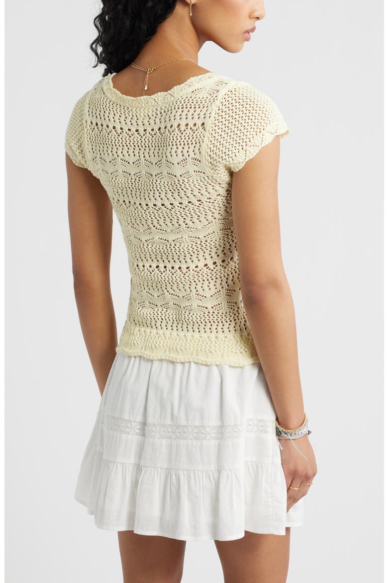 Cotton Pointelle T-Shirt, Alternate, color, YELLOW FROST