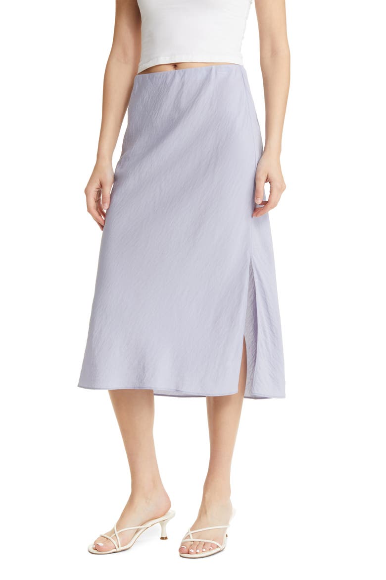 Crinkled Satin Slip Skirt, Main, color, DISTANT PERIWINKLE