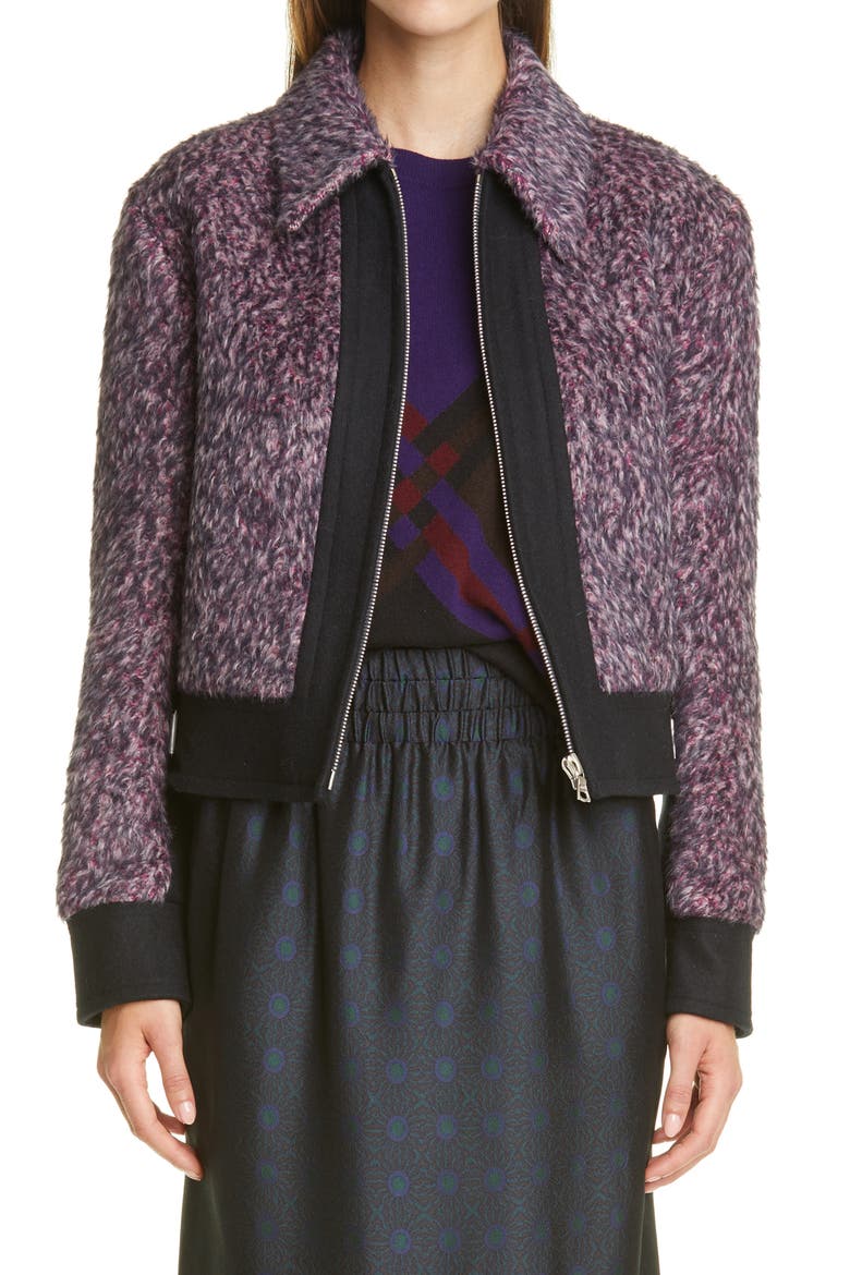 Vows Alpaca Blend Zip Jacket, Main, color, FUCHSIA 304
