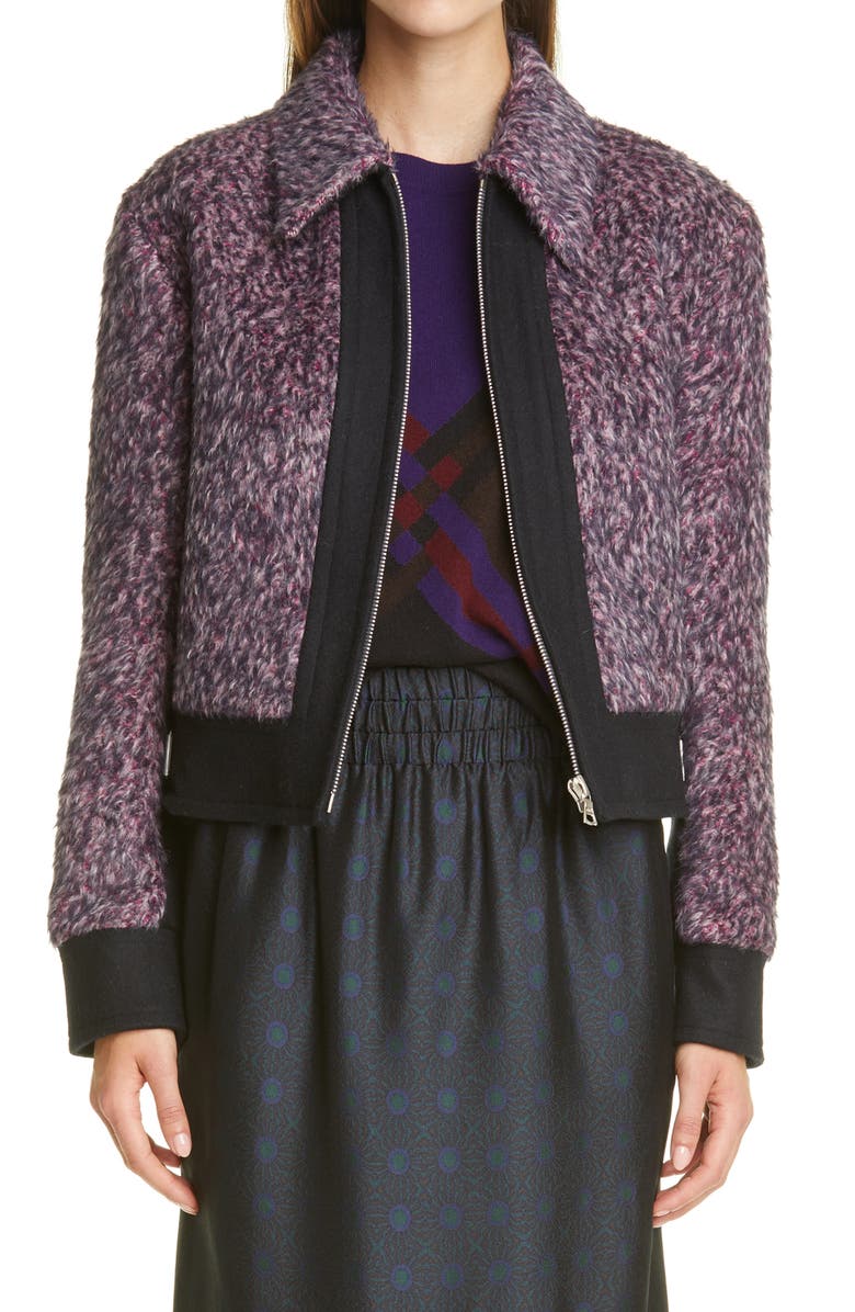 Dries Van Noten Vows Alpaca Blend Zip Jacket, Main, color,