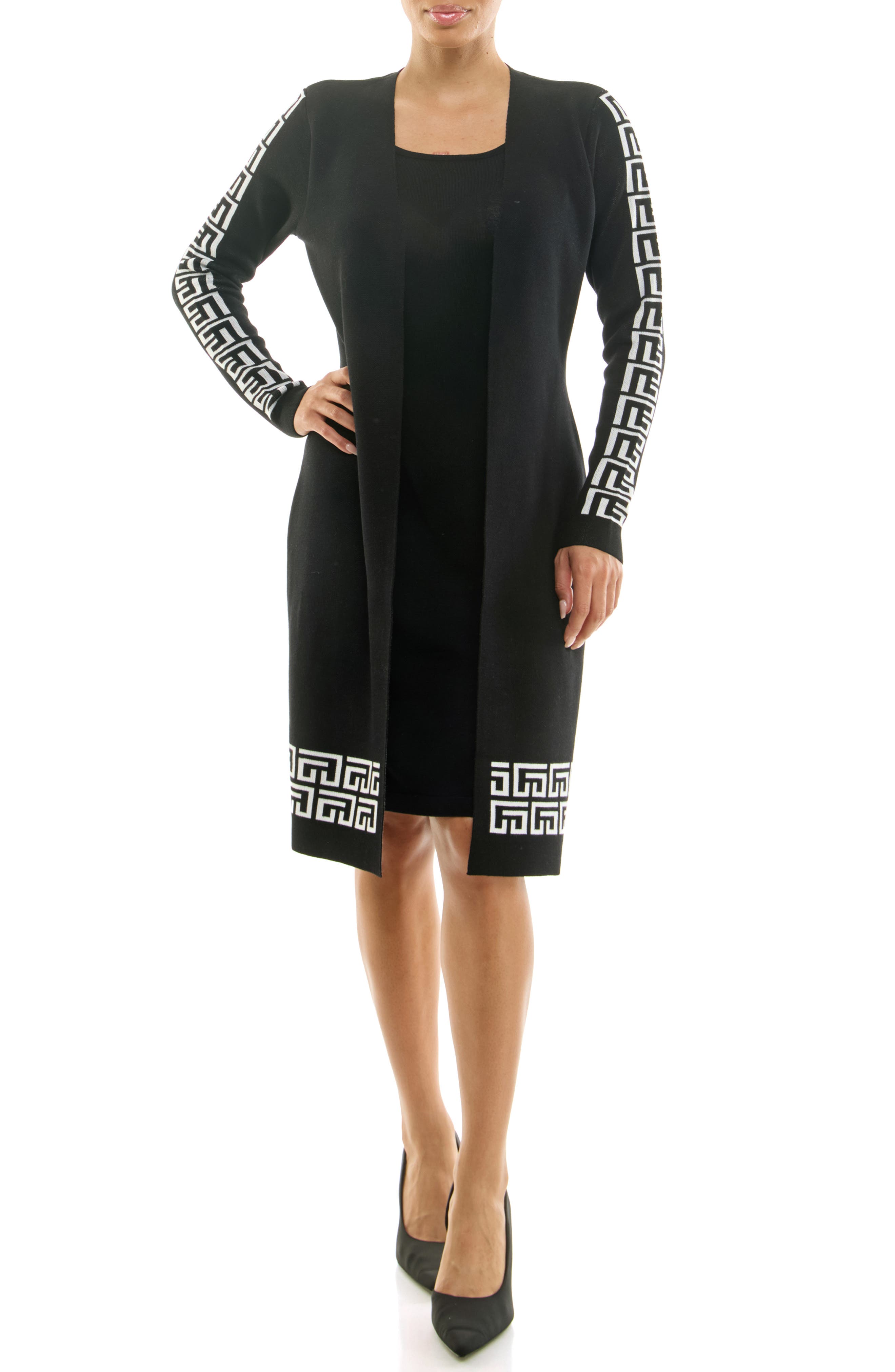 Nina Leonard Long Sleeve Twofer Dress