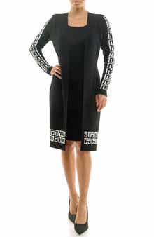 Nina Leonard Long Sleeve Twofer Dress