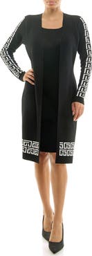 Nina Leonard Long Sleeve Twofer Dress