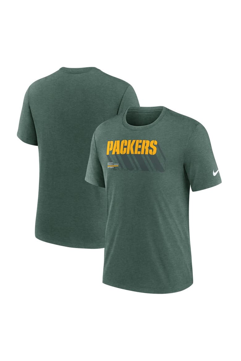Men's Nike Heather Green Green Bay Packers Long Pass Tri-Blend T-Shirt, Main, color, Heather Green