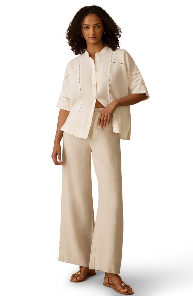 Faherty Luna Lattice Inset Linen Shirt, Alternate, color,