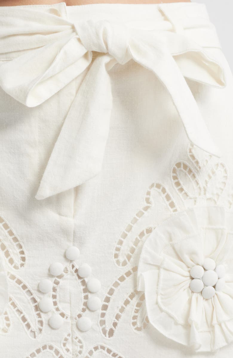 LOVE THE LABEL Felicity Floral Appliqué Cotton
Linen Miniskirt, Alternate, color, Cream
