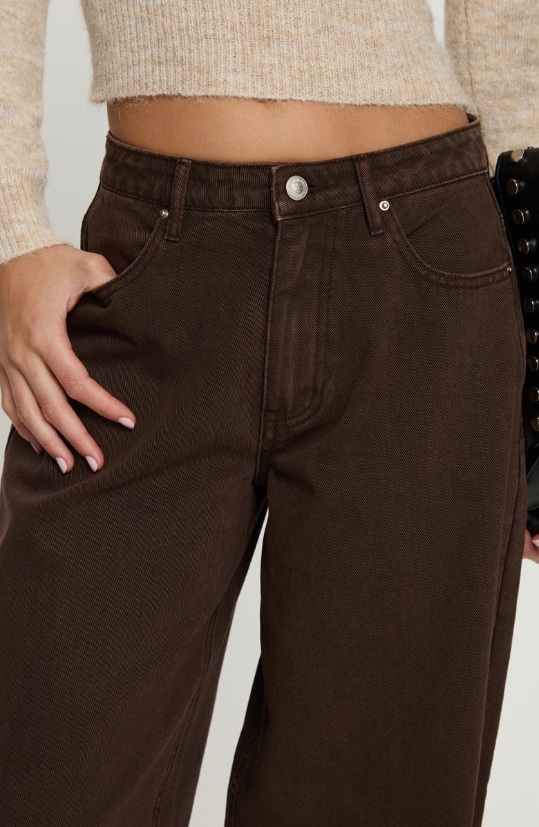 Princess Polly Naylor Mid Rise Wide Leg Jeans, Alternate, color, Brown