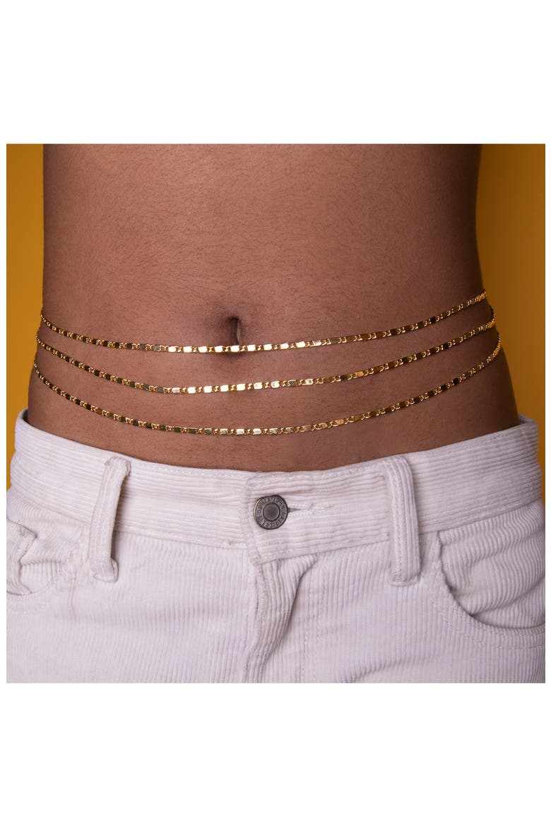 Triple Belly Chain, Alternate, color, SILVER