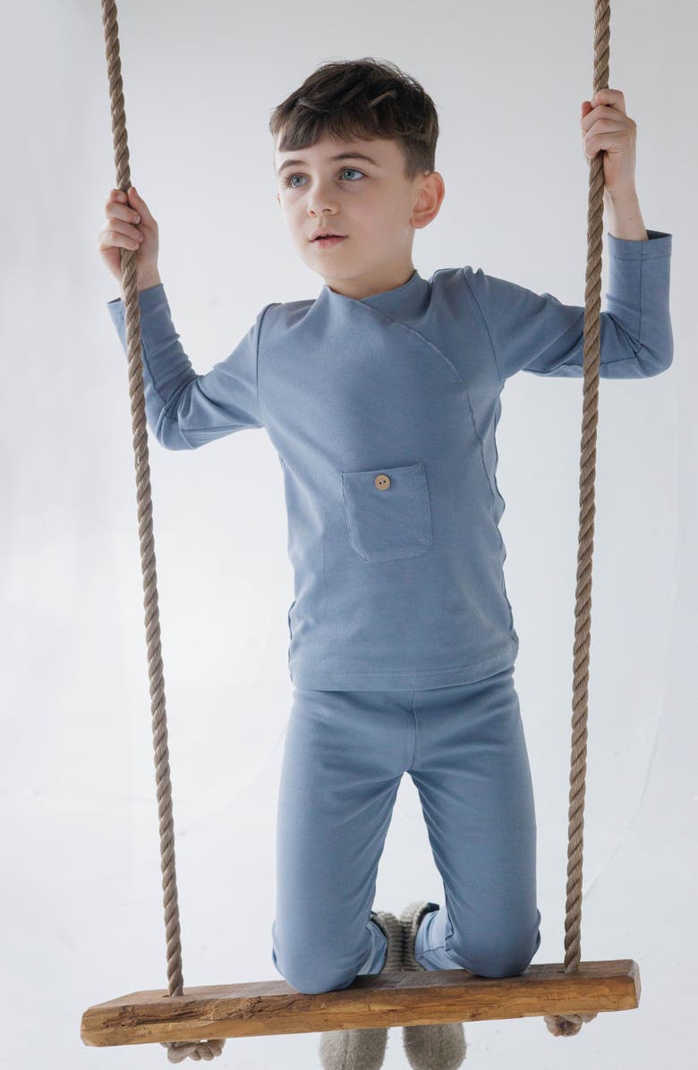 NoggiWear Wrap with Pocket Loungewear Set, Alternate, color, Blue