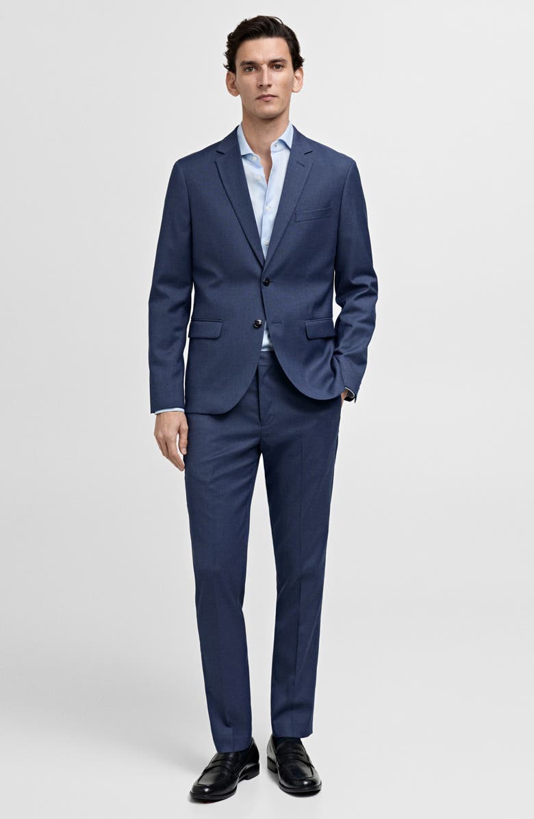 MANGO Slim Fit Light Blue Cotton Button-Up Shirt, Alternate, color, 