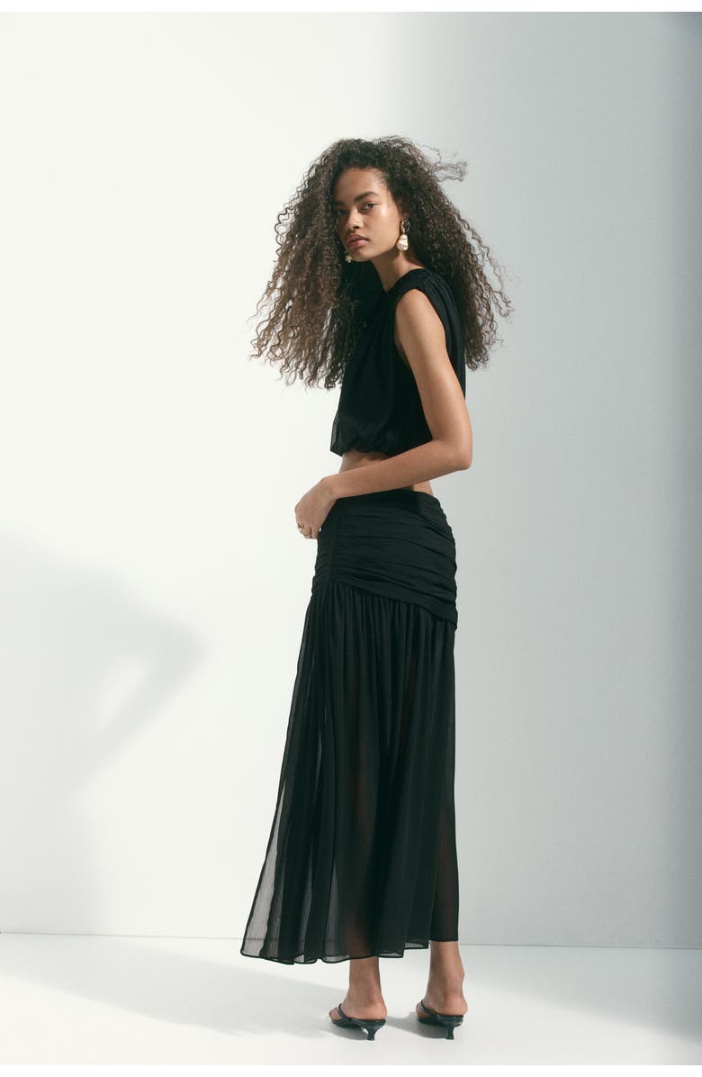 H&M Sheer Maxi Skirt, Alternate, color, Black