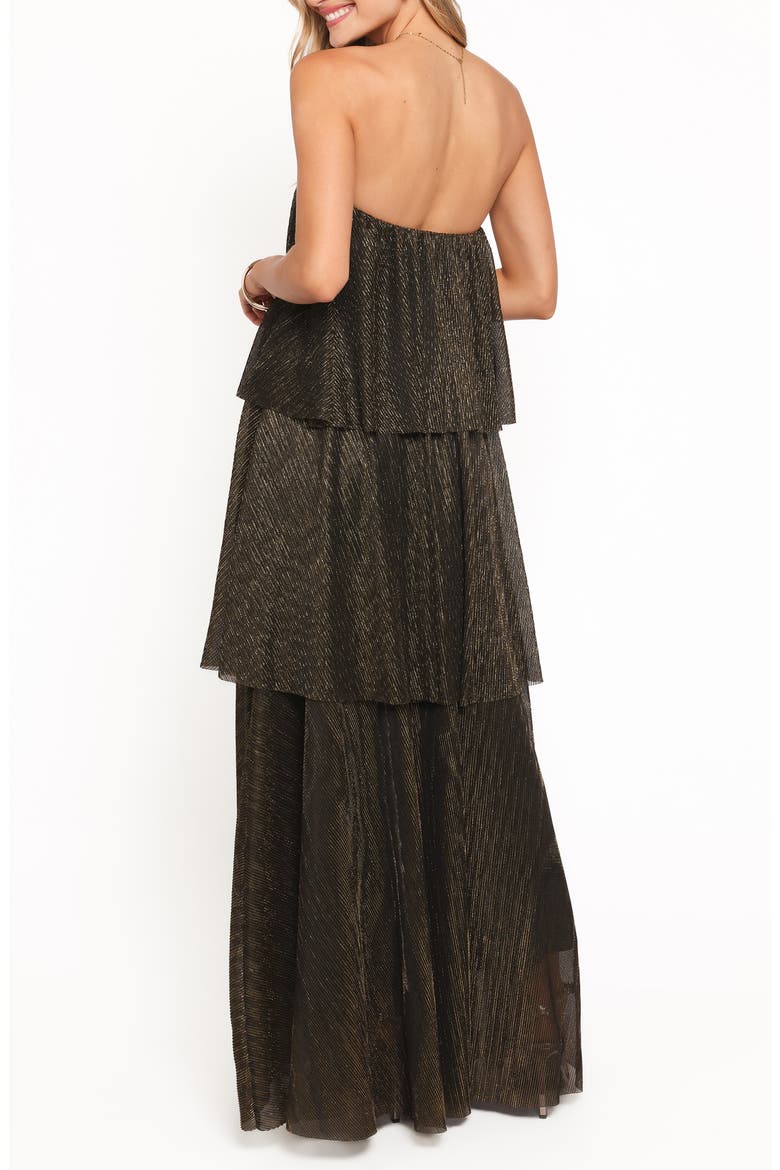 Bloom Tiered Strapless Maxi Dress, Alternate, color, BLACK