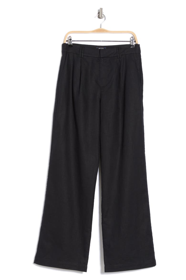 Niguel High Waist Linen Blend Wide Leg Pants, Alternate, color, BLACK