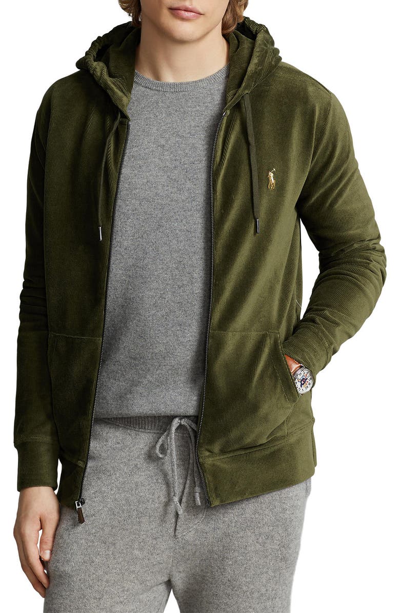 Polo Ralph Lauren Knit Corduroy Zip-Up Hoodie, Main, color,