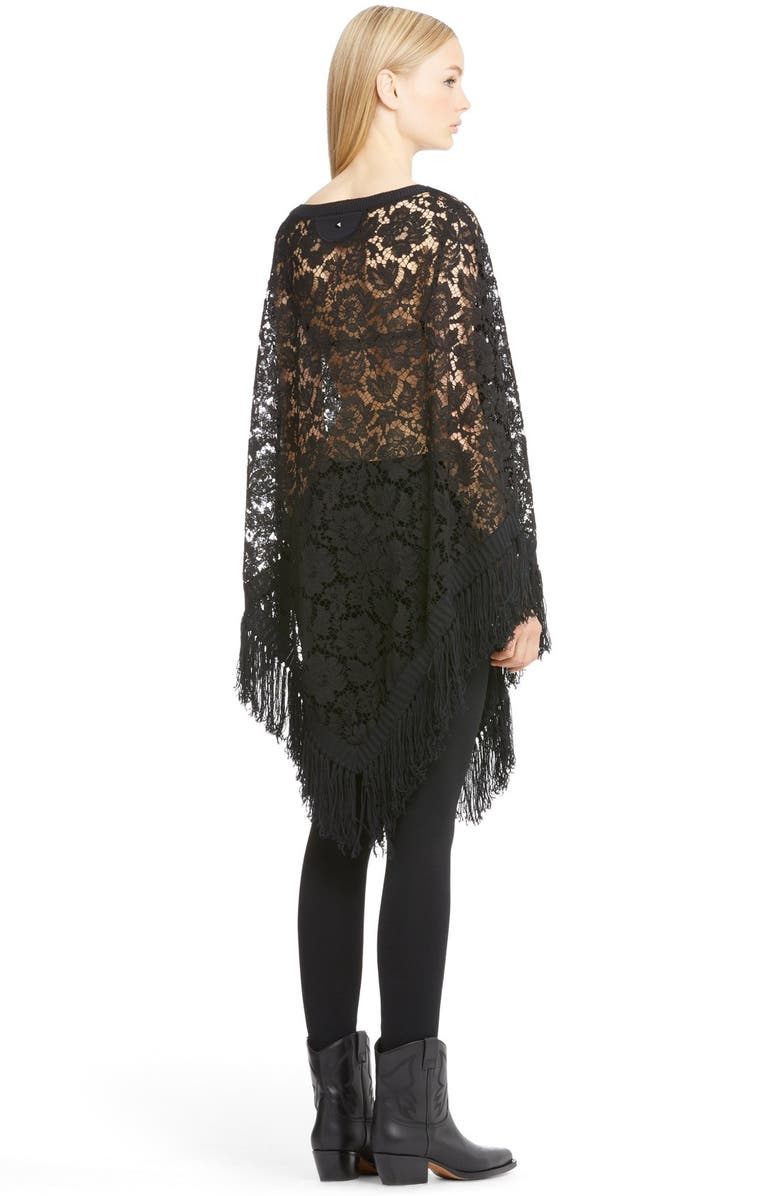 Valentino Fringed Lace Poncho, Alternate, color,