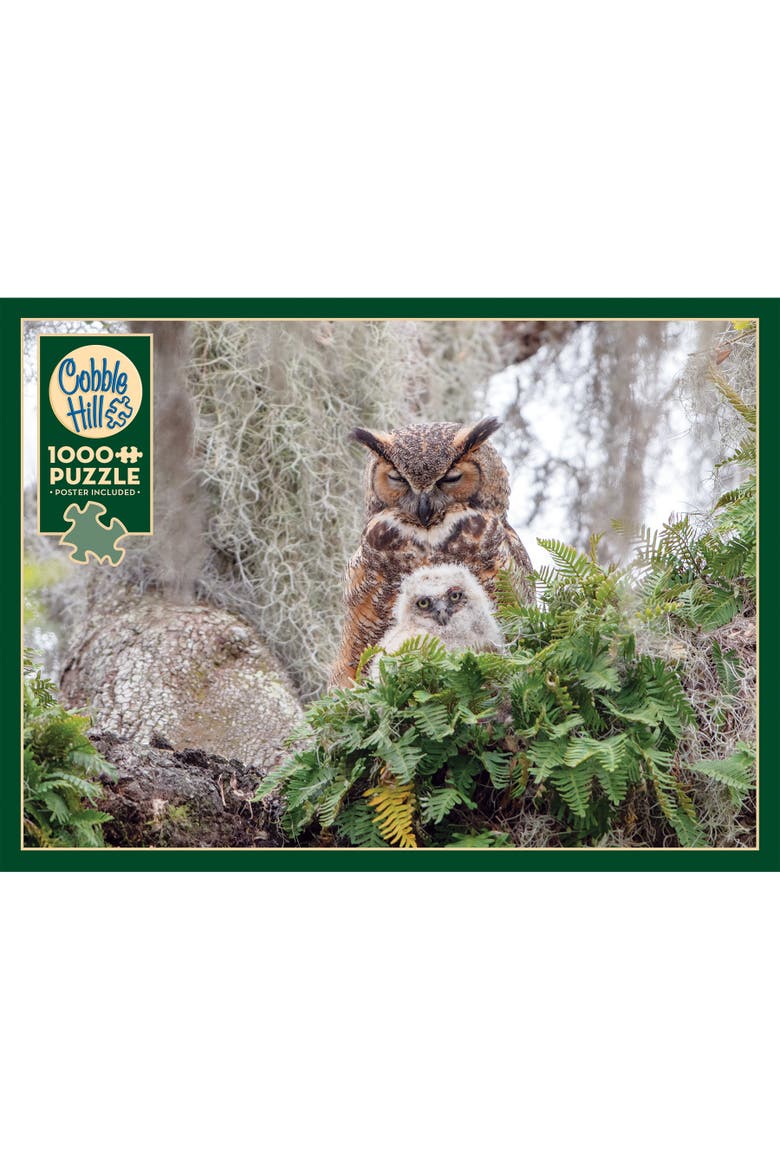 1000 Piece Puzzle Great Horned Owl Reference Poster Included, Alternate, color, Multicolored