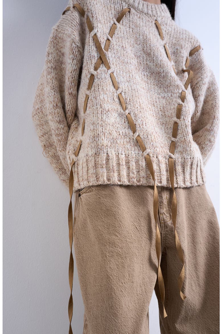 Marled Cord Argyle Sweater, Alternate, color, BEIGE