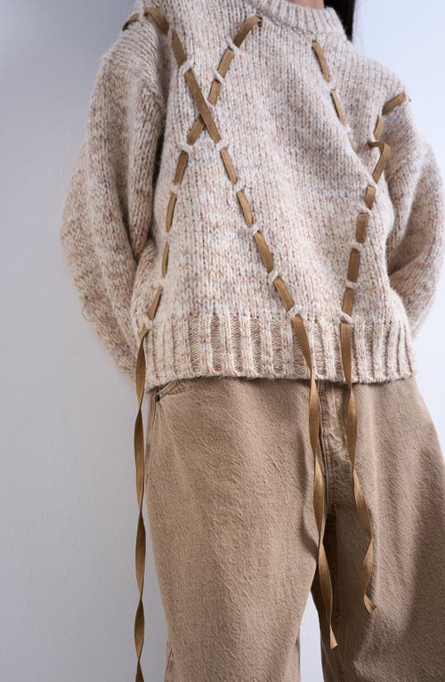 Topshop Marled Cord Argyle Sweater In Neutral