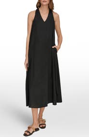 Donna Karan New York Sleeveless Linen Blend Midi Dress