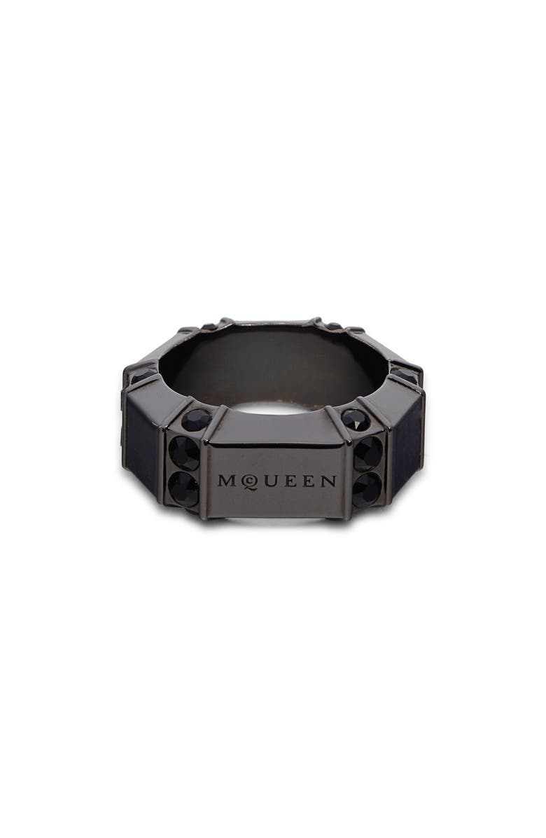 McQueen Men's Dapper Ring, Main, color, Jet Strass