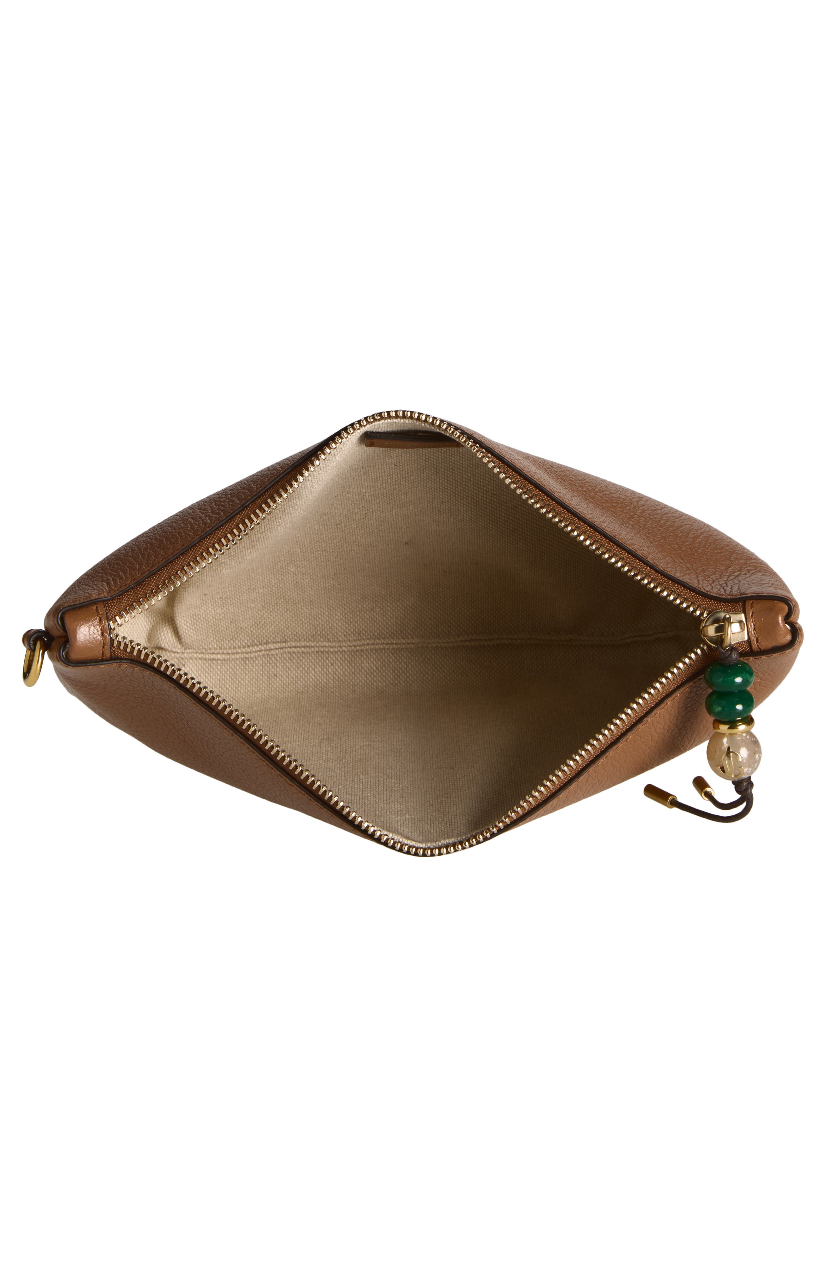 Zip Flat Pouch, Alternate, color, TAN/ LIGHT GOLD