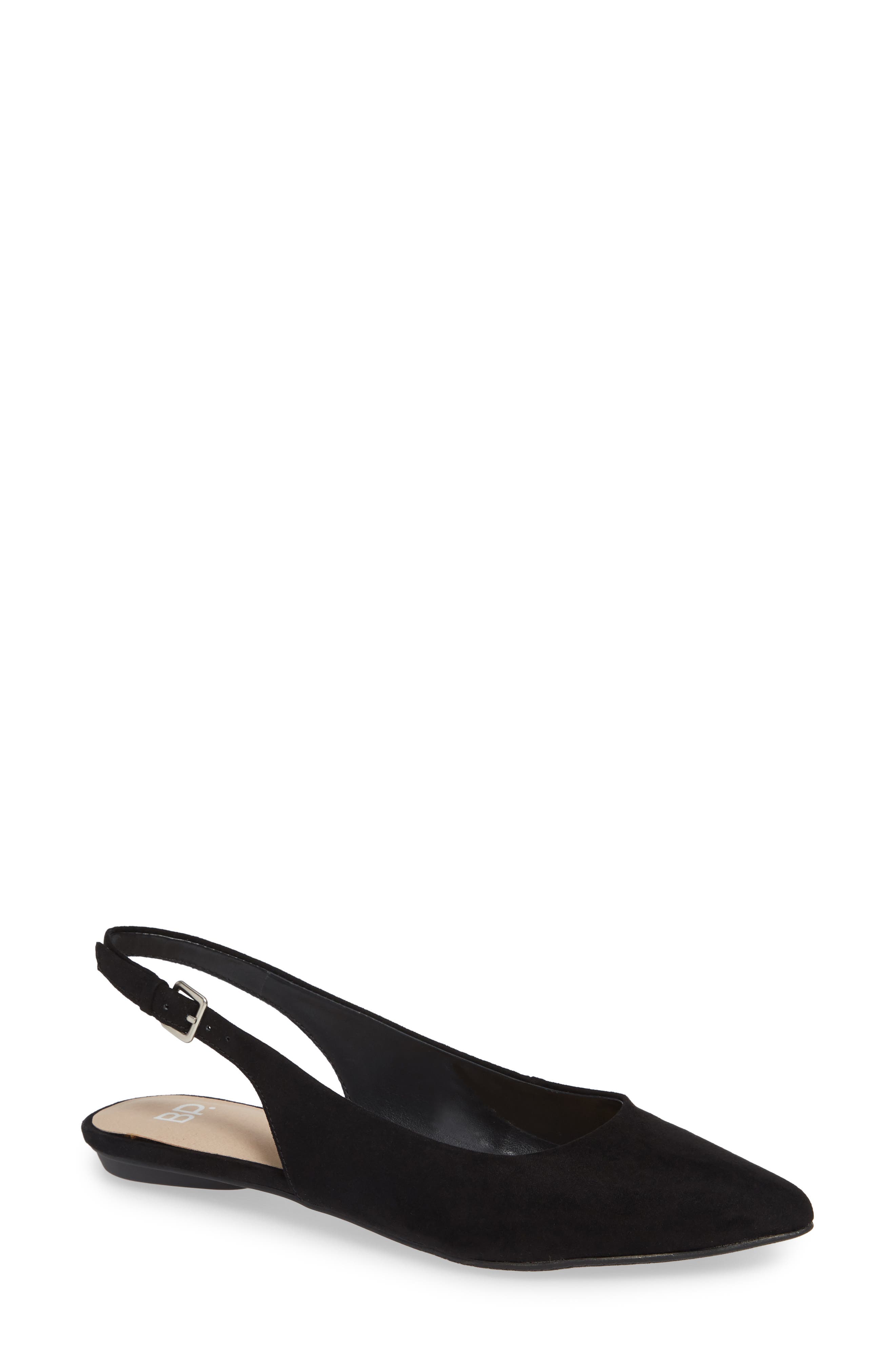 Sandra Slingback Flat, Main, color, BLACK FAUX SUEDE