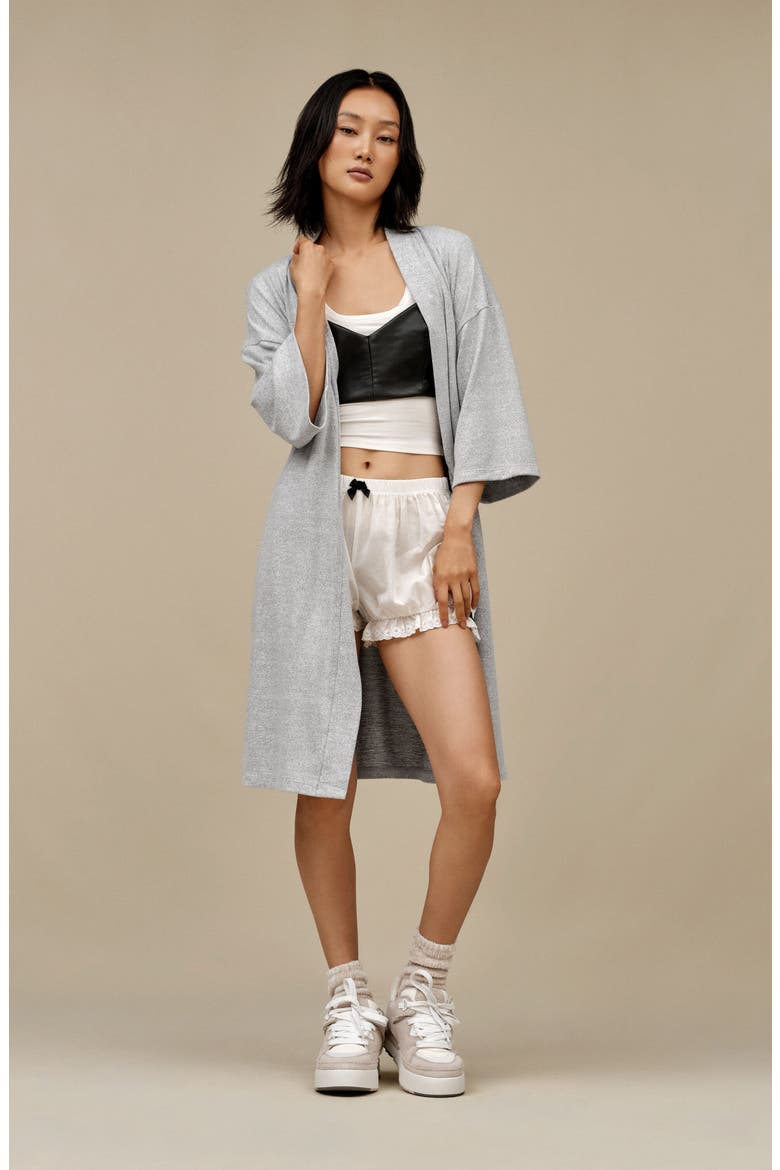 Monrose Short Robe, Alternate, color, GREY HEATHER