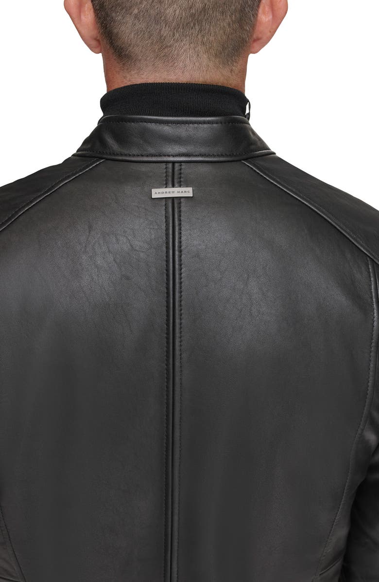 Andrew Marc Bantam Leather Moto Jacket, Alternate, color, Black